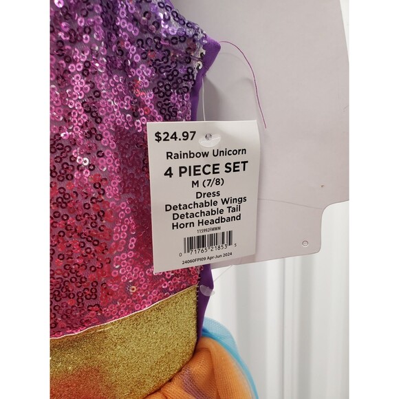 4 piece Rainbox Unicorn Girls Costume - 0248 - Picture 8 of 8